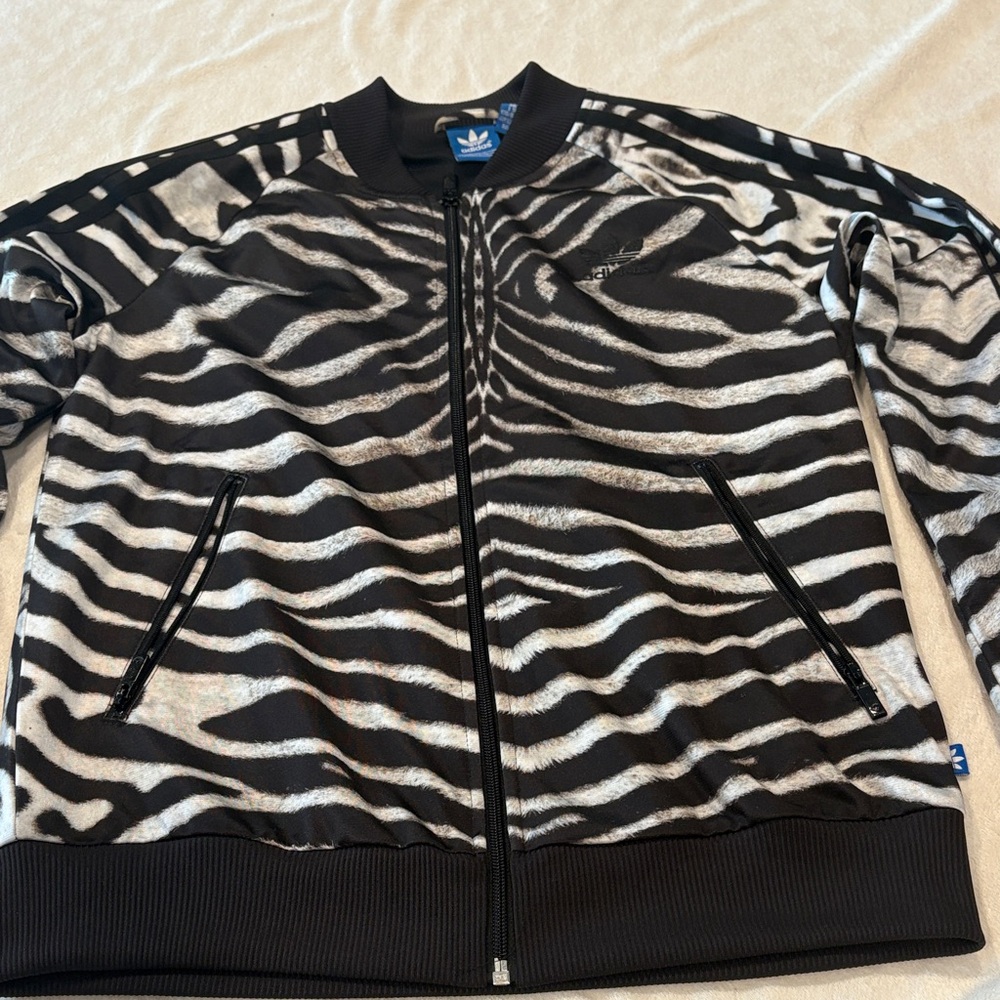 Adidas Black and White Zebra Pattern Jacket